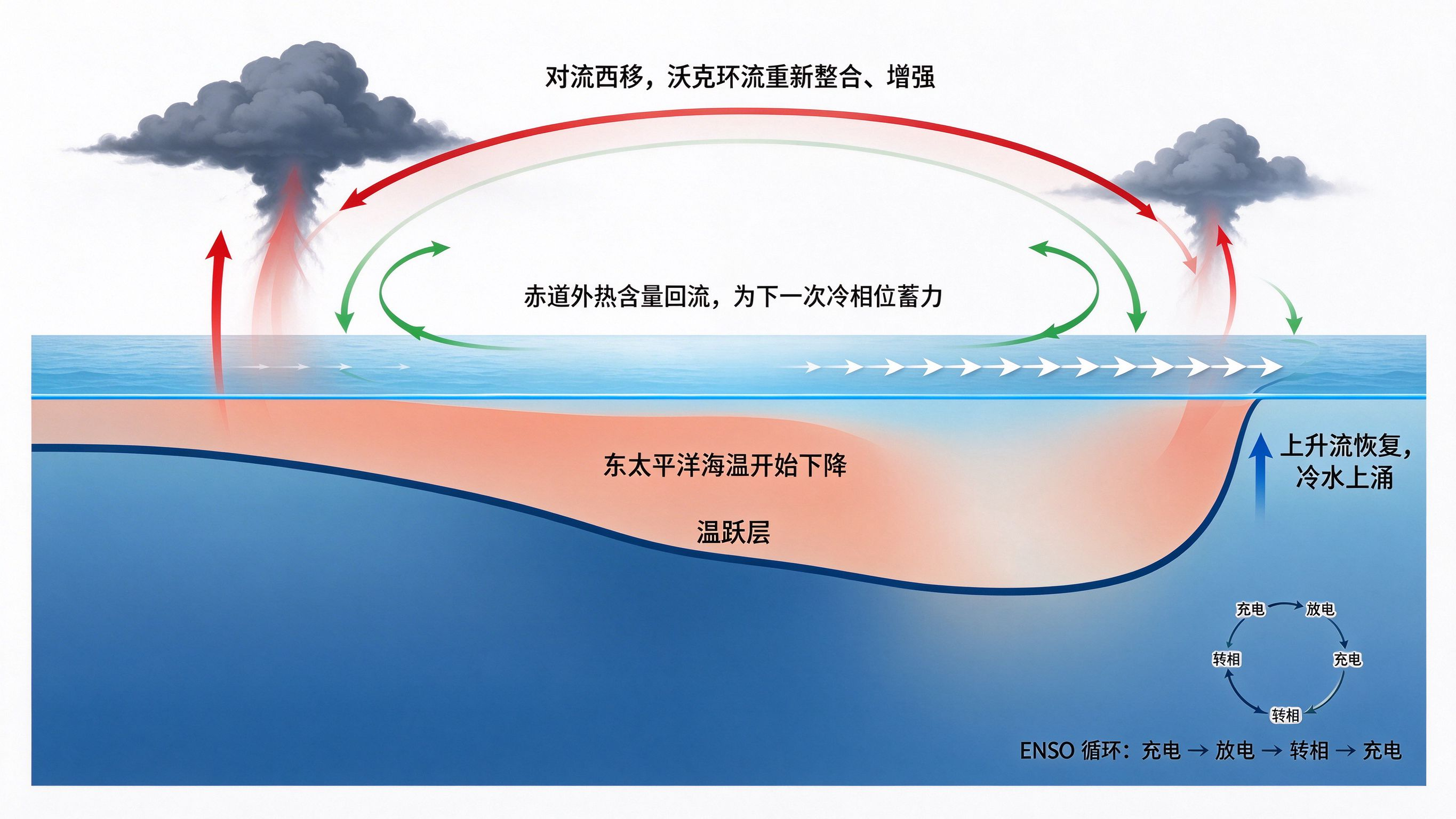 充放电振子机制 - 转相阶段示意图